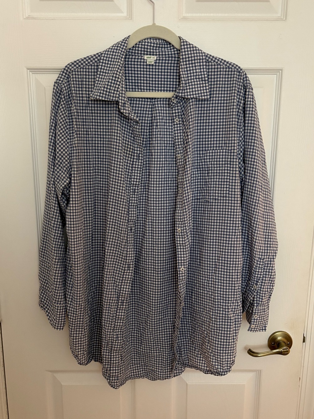 aerie Navy and White Gingham Button-Up Shirt